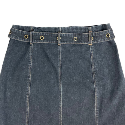 Vintage 90s Dark Blue Denim Midi Skirt 10 12 14