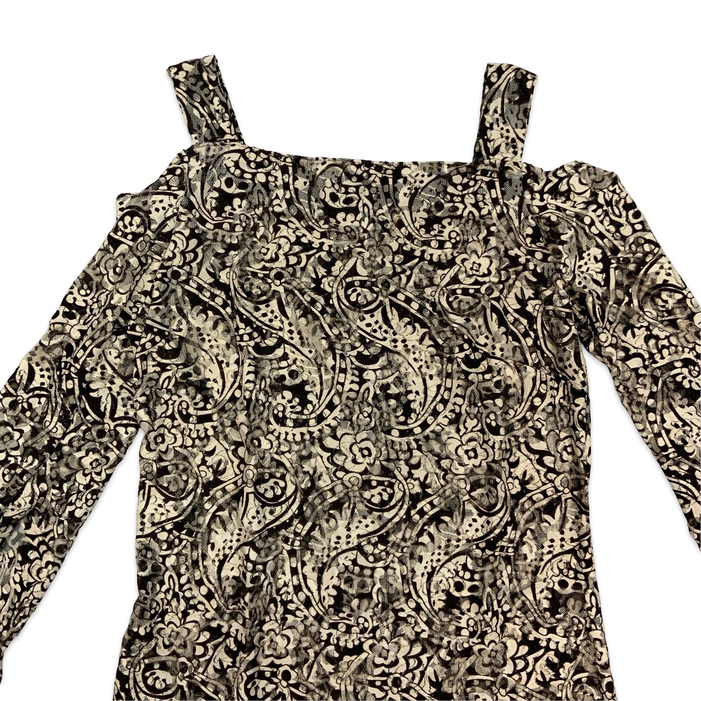 Y2K Brown & White Floral Sheer Dress 8 10