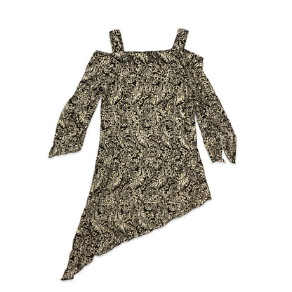 Y2K Brown & White Floral Sheer Dress 8 10