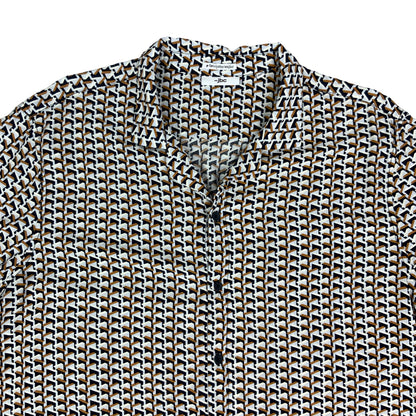 90s Navy & Orange Geometric Print Shirt XL