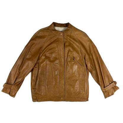Vintage 80s Leather Jacket Tan 14 16