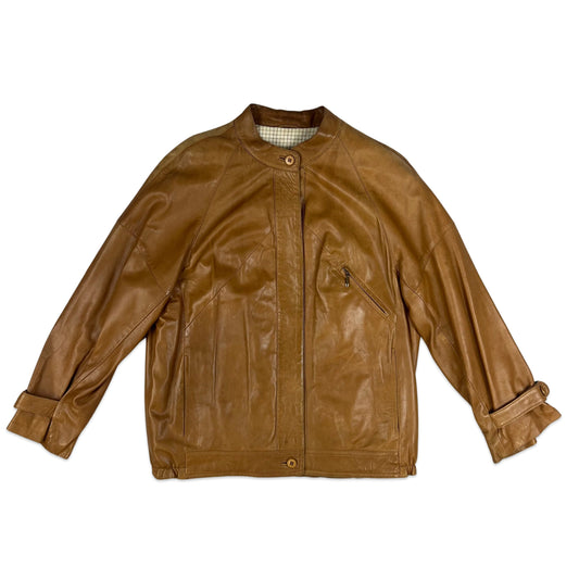 Vintage 80s Leather Jacket Tan 14 16