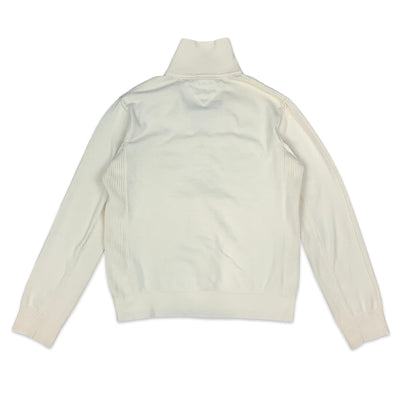 80s White Tommy Hilfiger Zip Up Knit L