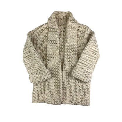 Vintage Cream Thick Knit Overcoat Cardigan M L