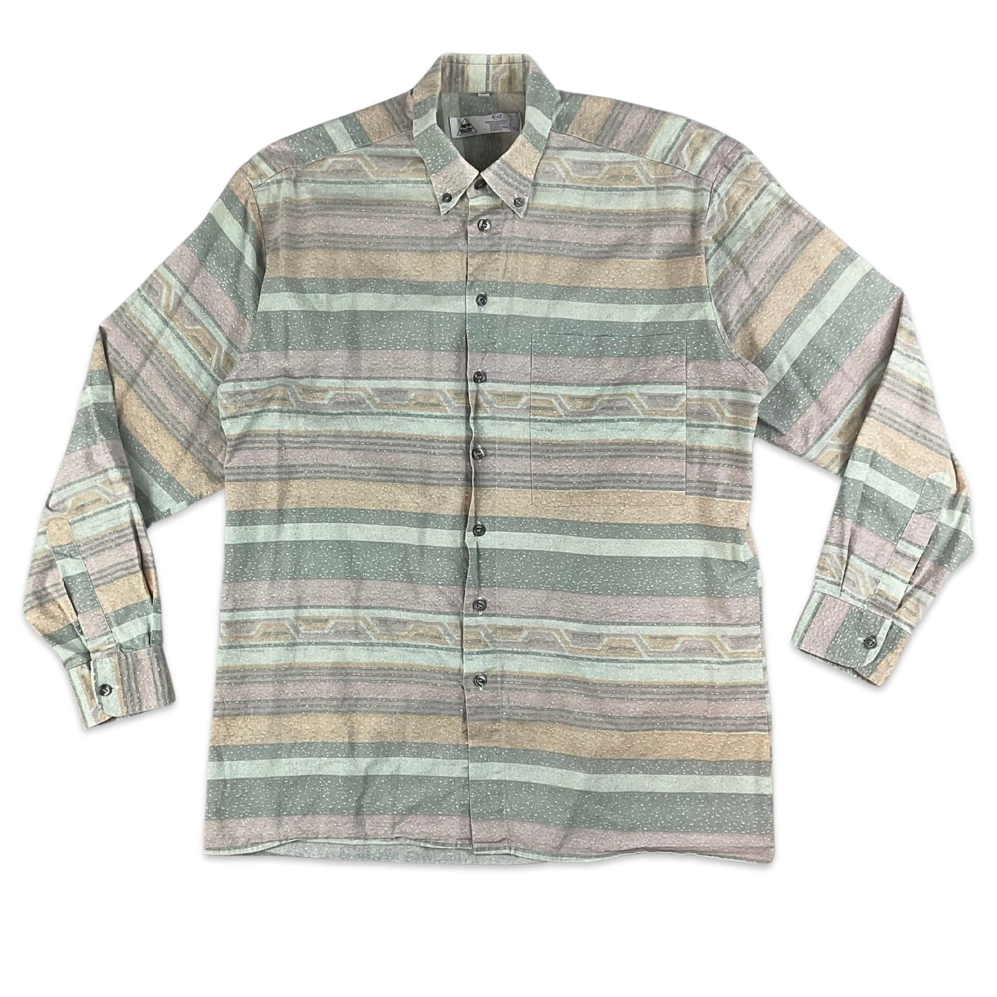 Vintage Pastel Green & Pink Striped Shirt S M