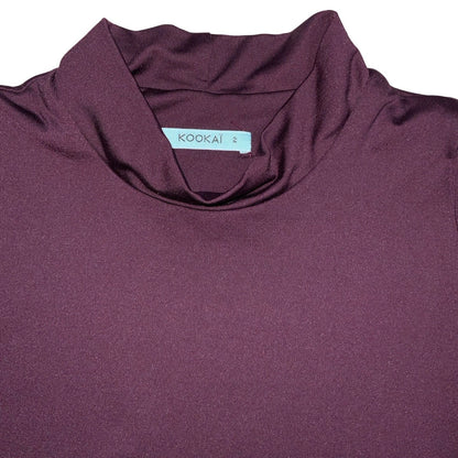 Vintage 90s ‘Kookai’ High Neck Burgundy Maxi Dress XS 4 6