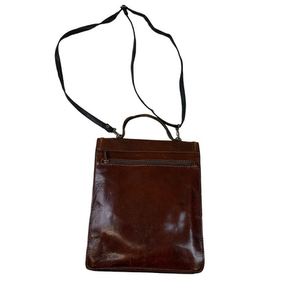 Vintage 'The Trend' Brown Leather Tuck Lock Cross Body Shoulder Bag