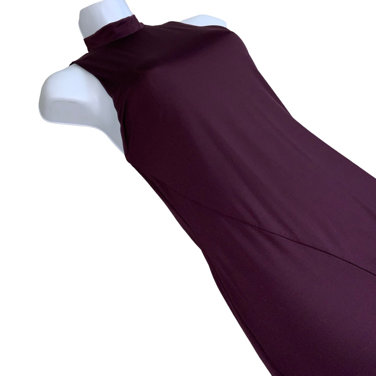Vintage 90s ‘Kookai’ High Neck Burgundy Maxi Dress XS 4 6