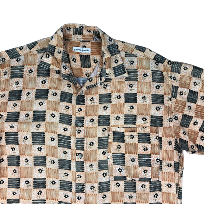 Vintage Pierre Cardin Orange and Black Abstract Print Shirt L