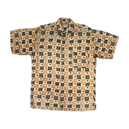 Vintage Pierre Cardin Orange and Black Abstract Print Shirt L