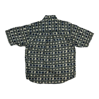 Vintage Abstract Print Blue Shirt L