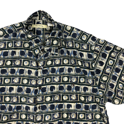 Vintage Abstract Print Blue Shirt L