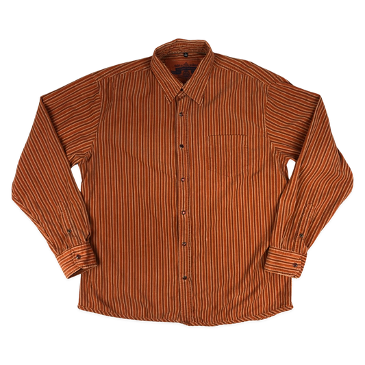 Vintage Angelo Litrico Striped Orange Corduroy Shirt XL
