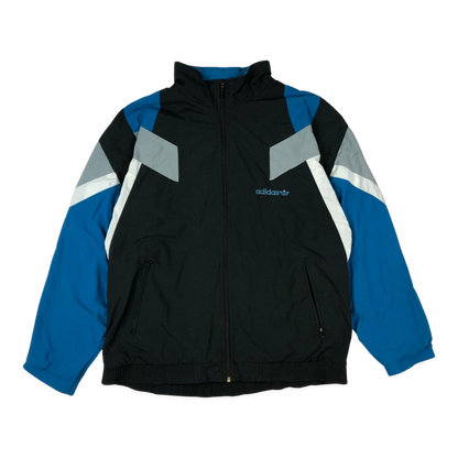Vintage 90s Adidas Black, Blue, and White Shell Coat XXL