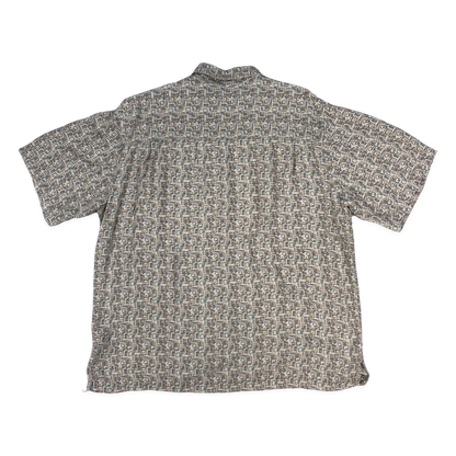 Vintage Y2K Abstract Print Beige Shirt XL