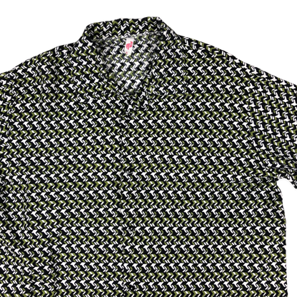 Vintage 70s 80s Green and Black Abstract Print Shirt L