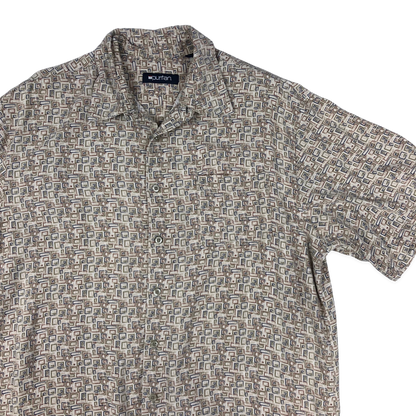 Vintage Y2K Abstract Print Beige Shirt XL