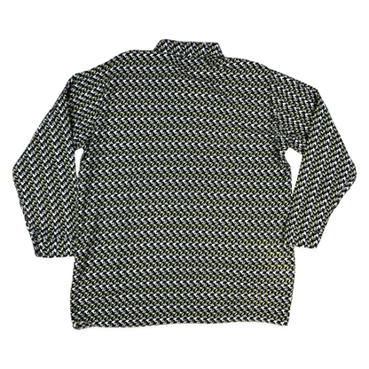 Vintage 70s 80s Green and Black Abstract Print Shirt L