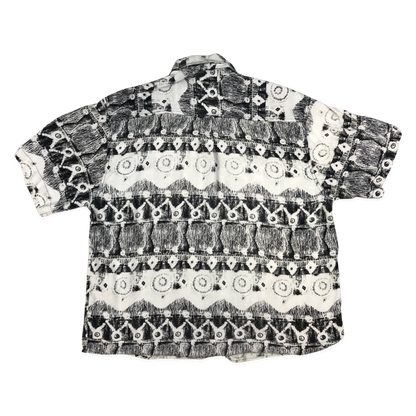 Vintage 90s Black and White Abstract Print Shirt M-XL