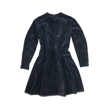 Vintage Black Velvet Long Sleeved Dress 8 10