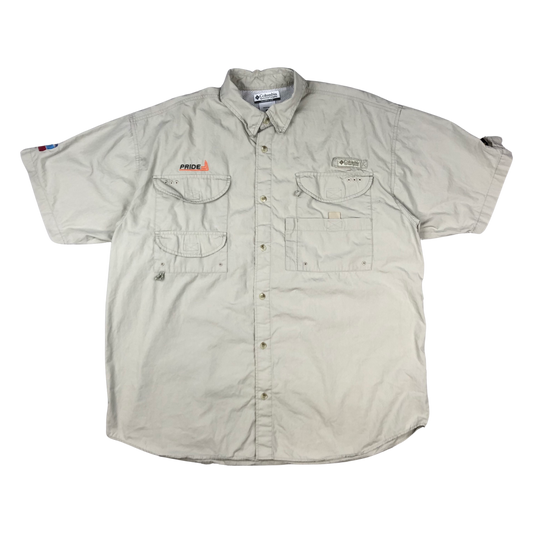 Columbia Beige Technial Gorpcore Walking Outdoor Shirt L XL