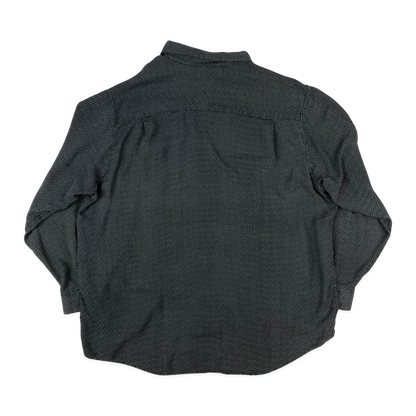 Vintage Abstract Print Grey Silk Shirt XXL