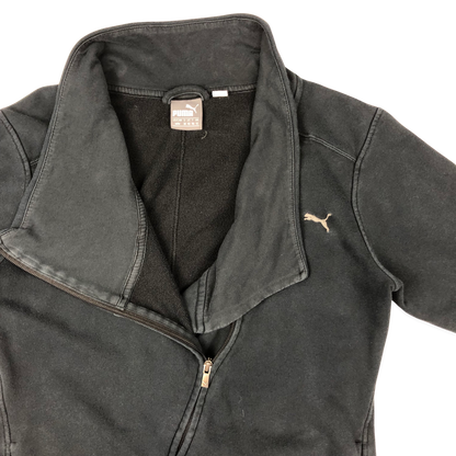 Black Puma Asymmetrical Zip up Sweater Track Jacket 10 12