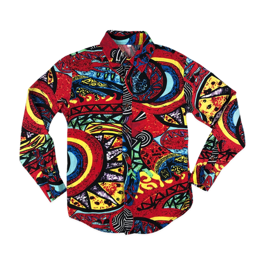 Vintage 80s Multicolour Crazy Print Shirt XS