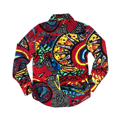 Vintage 80s Multicolour Crazy Print Shirt XS