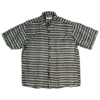 Vintage Stripy Grey Silk Shirt XL