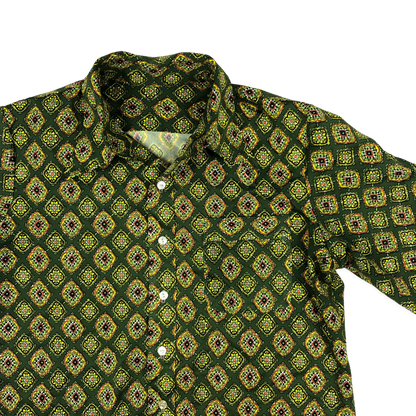 Vintage 70s Green Abstract Print Shirt L