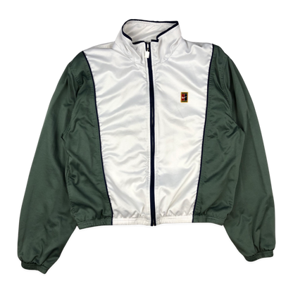 Vintage 90s Nike Track Zip-up White Green 10 12 14