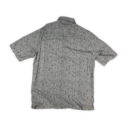 Vintage Black and White Grid Print Shirt M