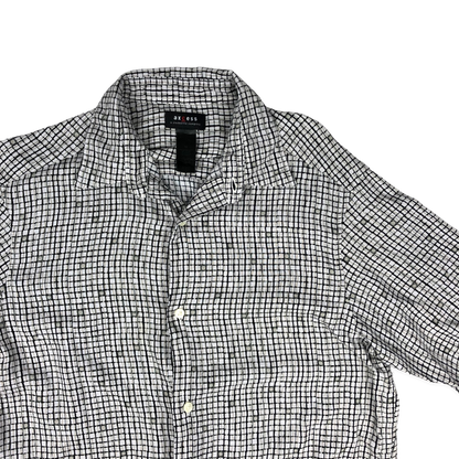 Vintage Black and White Grid Print Shirt M