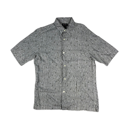 Vintage Black and White Grid Print Shirt M