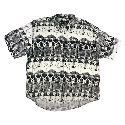Vintage 90s Black and White Abstract Print Shirt M-XL
