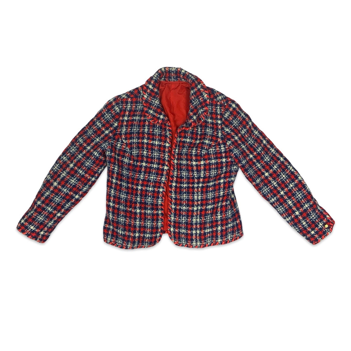 Vintage Red White & Blue Dogtooth Cropped Jacket 8 10