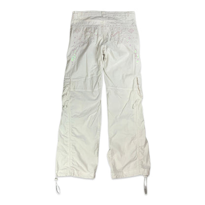 Y2K White Cargo Trousers with Sequin Embellishment 8 10 12