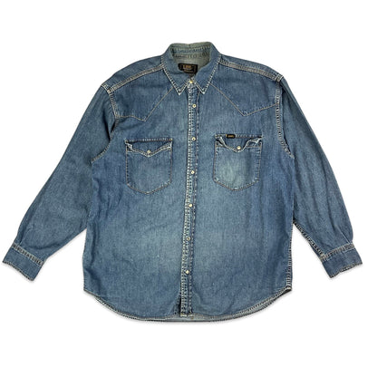 90s Lee Blue Denim Shirt L