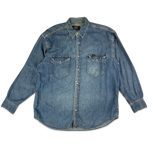 90s Lee Blue Denim Shirt L