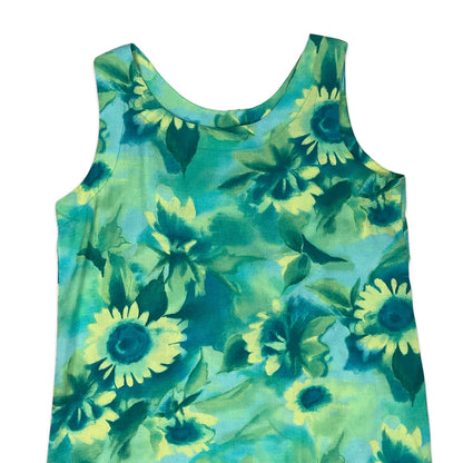 Vintage Blue & Yellow Floral Maxi Dress 10 12