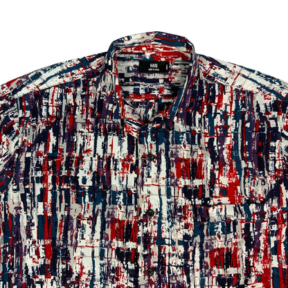 Vintage White Red & Blue Print Shirt S M