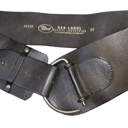 Vintage 80s 90s ‘Petrol Industries’ Thick Brown (60159) Leather Low-Rise Silver