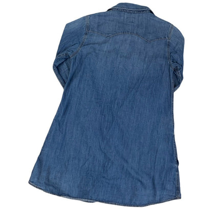 Vintage 90s Y2K Lee Riders Sanforized Union Made Merrier Beams Denim Shirt Dress 10 12 S