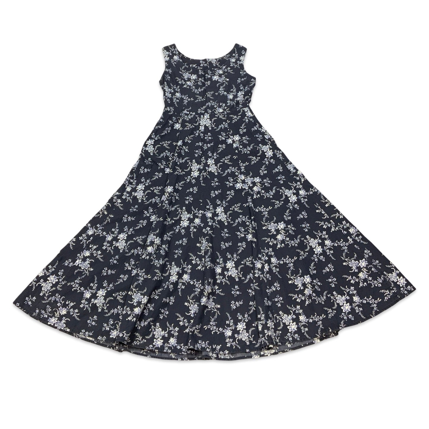 Vintage Blue & White Floral Laura Ashley Maxi Dress 10