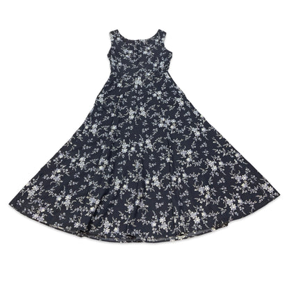 Vintage Blue & White Floral Laura Ashley Maxi Dress 10