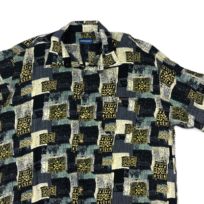 Vintage Abstract Print Viscose Shirt 3XL