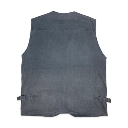 Grey Utility Fisherman Cargo Zip Up Waistcoat Vest XL