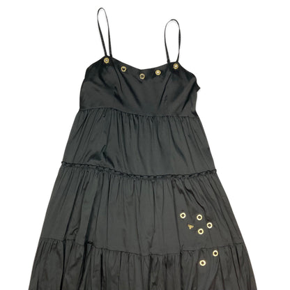 Preloved Black Tiered Pleated Maxi Dress 10 12