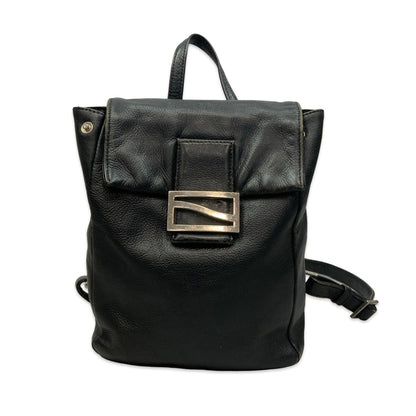 90s Black Leather Back Pack